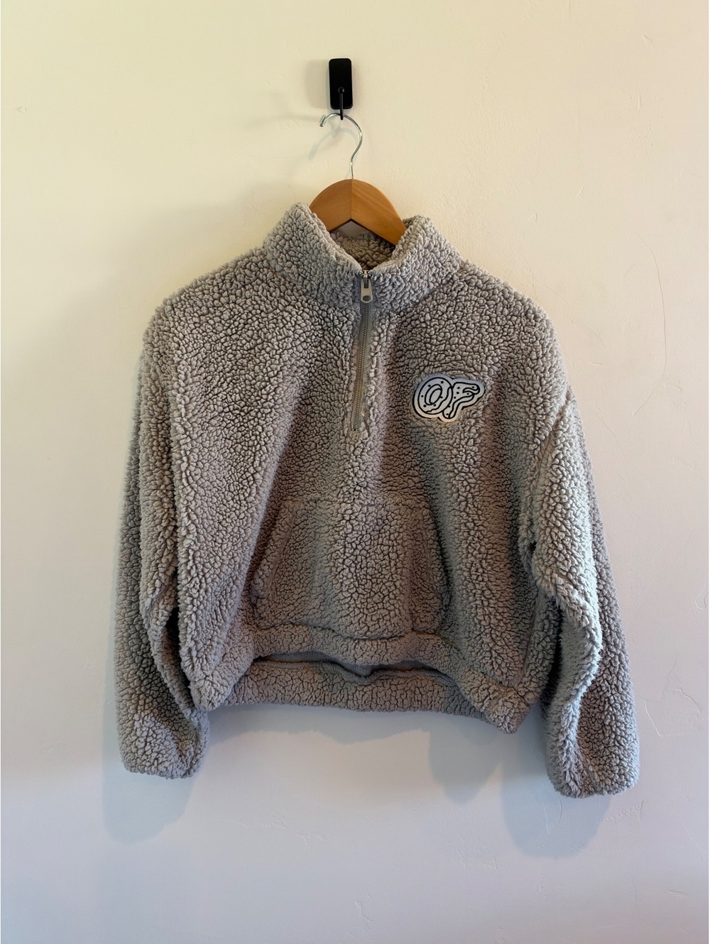 Odd Future Gray Sherpa Fleece Quarter Zip Pullover Size Medium